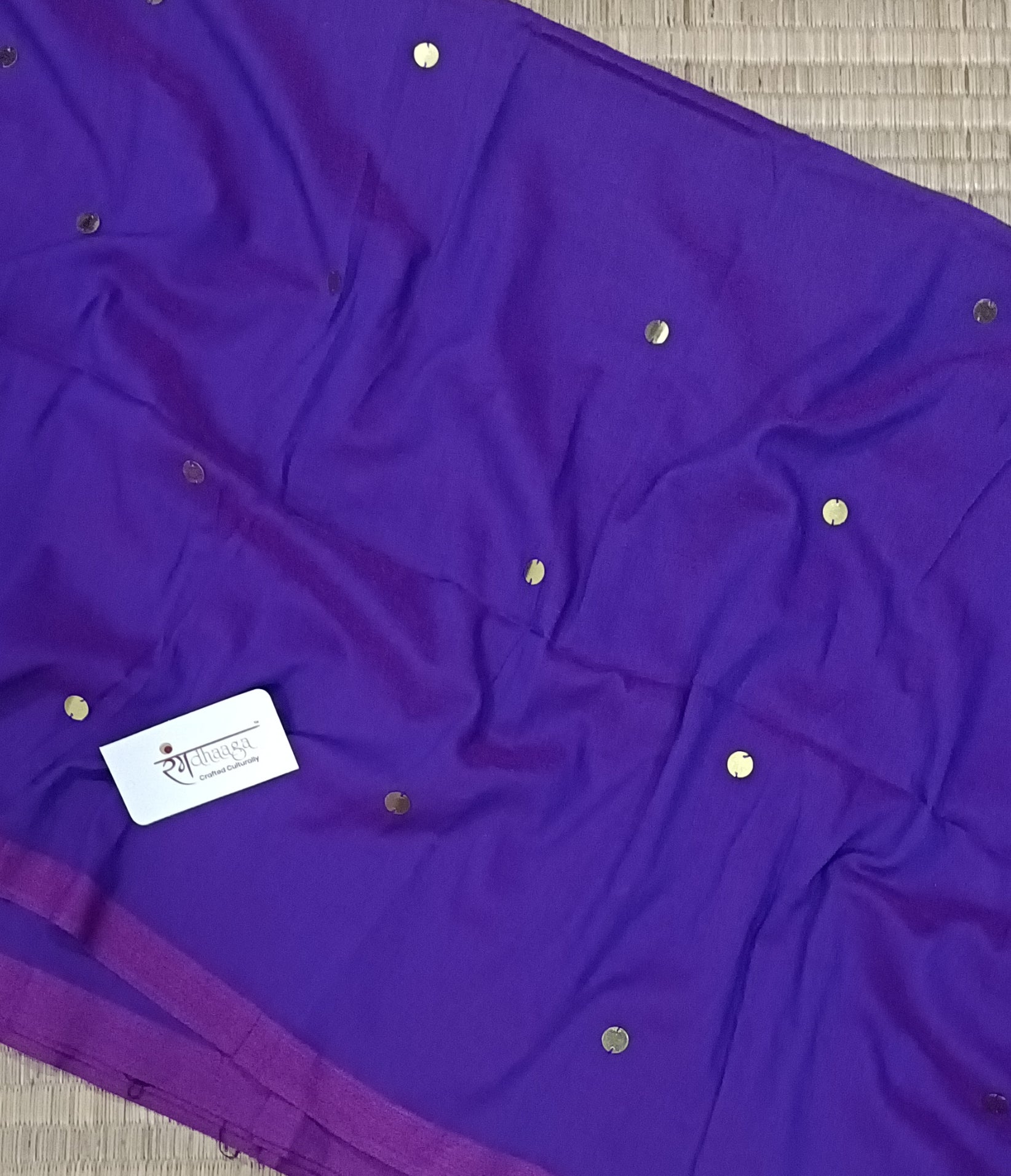 RangDhaaga purple with pink border Sequence cotton saree